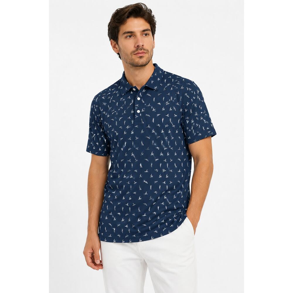Obnoxious Golf The Positions Polo Short Sleeve Blue Mens Size XL New Naughty